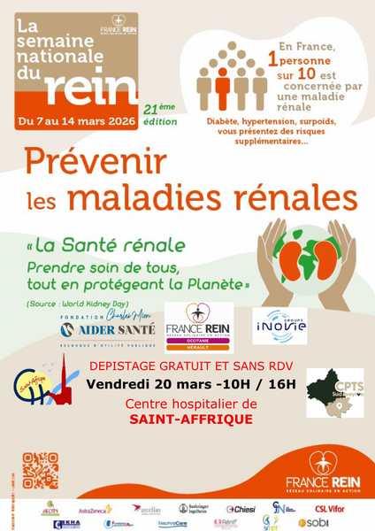 La Semaine Nationale du Rein© - Stand de dépistage et de sensibilisation à la maladie rénale au sein du centre hospitalier de Saint-Affrique