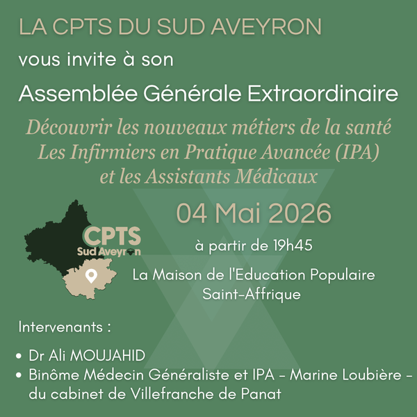 Invitation : Assemblée Générale Extraordinaire de la CPTS Sud Aveyron