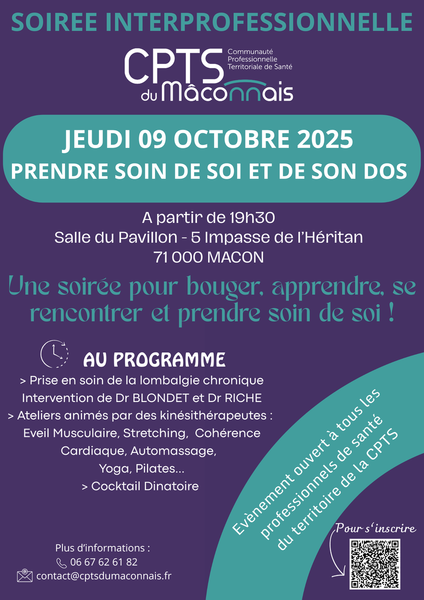 🤝 Soirée d’interconnaissance entre professionnels de Santé : Prendre soin de soi et de son dos 