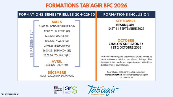📣 Formations TAB'AGIR BFC – 2026 | Sevrage tabagique