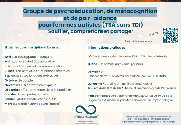 Groupe de psychoéducation, de métacognition et de pair-aidance pour femmes autistes